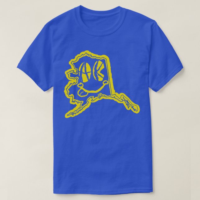 AK Eyes Alaska Grunge Smiling Face Yellow T-Shirt (Design Front)