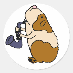 AK- Guinea Pig Playing the Saxophone Classic Round Sticker