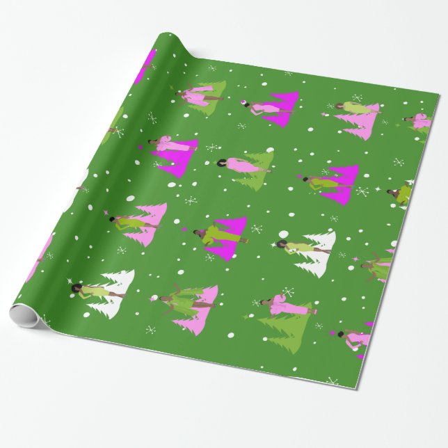 AKA Inspired Wrapping Paper | Pink and Green  (Unrolled)