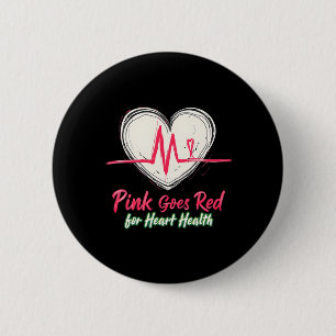 Aka Pink Goes Red Heart Health Awareness Costume F 6 Cm Round Badge