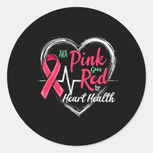 Aka Pink Goes Red Heart Health Awareness Costume F Classic Round Sticker