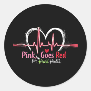 Aka Pink Goes Red Heart Health Awareness Costume F Classic Round Sticker