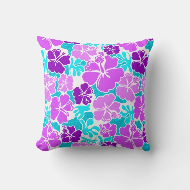 Akahai Hawaiian Hibiscus Tropical Floral Cushion (Front)