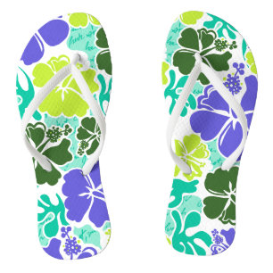 Akahai Hawaiian Hibiscus Tropical Floral Thongs