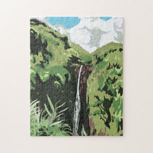 Akaka Falls Hawaii Waterfall Tropical Landscape Jigsaw Puzzle
