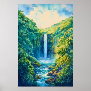 Akaka Falls State Park Watercolor Poster