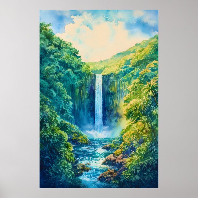 Akaka Falls State Park Watercolor Poster (Front)