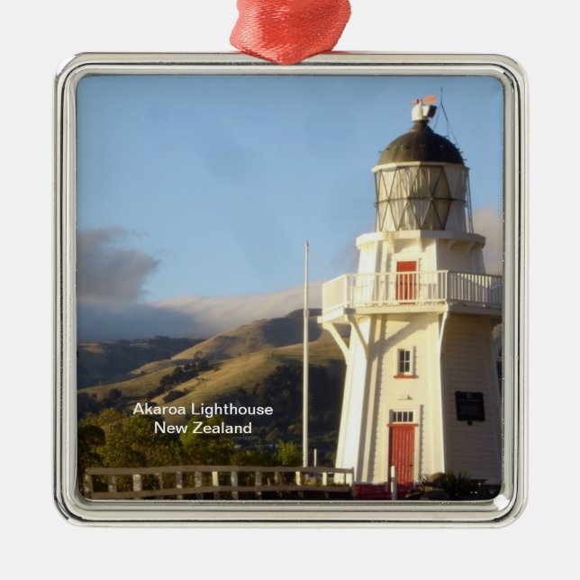 Akaroa Lighthouse, New Zealand Metal Ornament (Front)