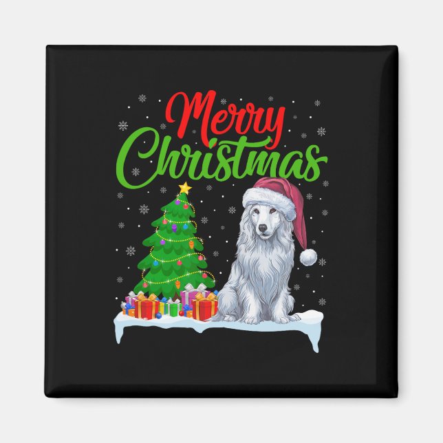 Akbash Dog Christmas Tree Lights Funny Xmas Akbash Magnet (Front)