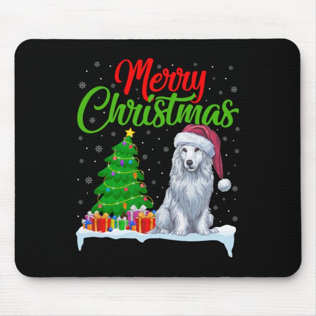 Akbash Dog Christmas Tree Lights Funny Xmas Akbash Mouse Pad (Front)