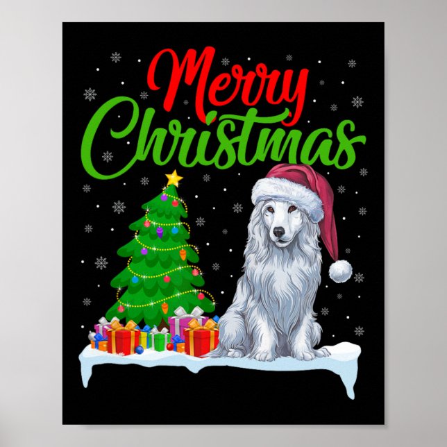 Akbash Dog Christmas Tree Lights Funny Xmas Akbash Poster (Front)