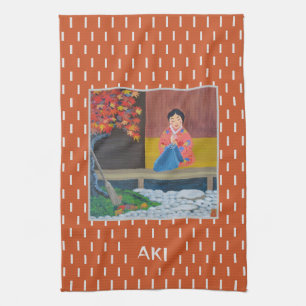 Aki Japanese Autumn season Art Tea Towel