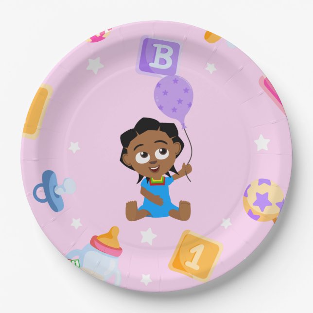 Akili and Me Baby Shower Paper Plates (Front)