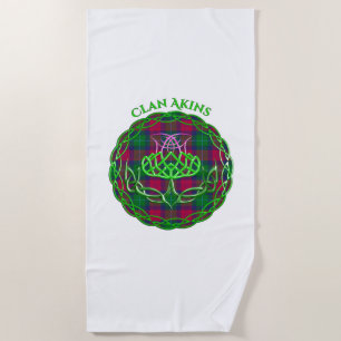 Akins Scottish Tartan Celtic Thistle Beach Towel