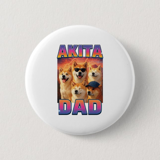 Akita 6 Cm Round Badge (Front)