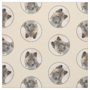 Akita American Japanese Inu Sable Painting Dog Art Fabric
