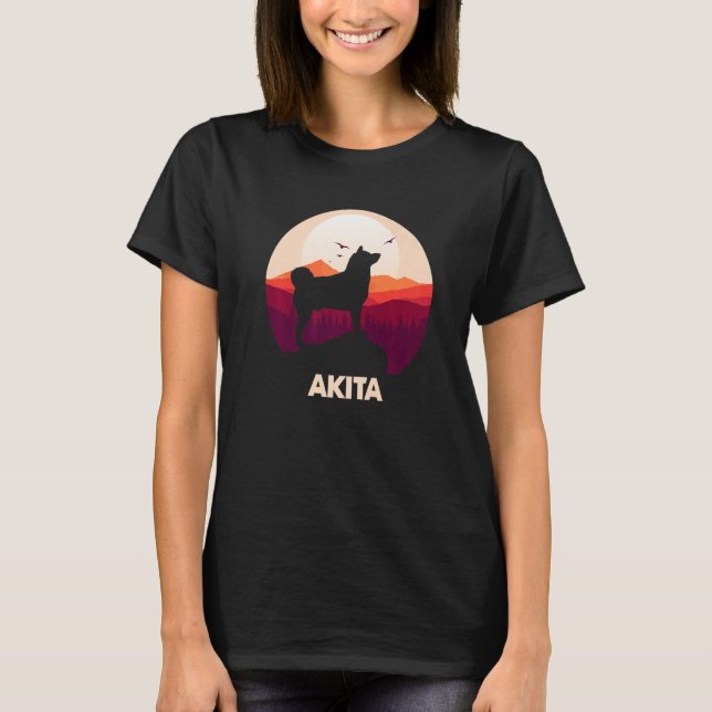 Akita and Moon Halloween  1 T-Shirt (Front)