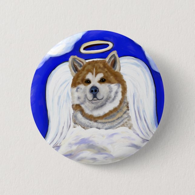 Akita Angel 6 Cm Round Badge (Front)
