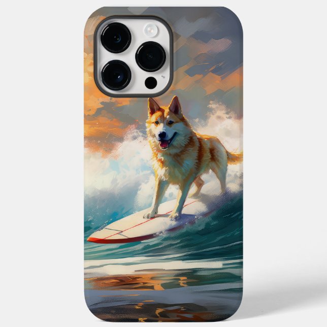 Akita Beach Surfing Painting Case-Mate iPhone Case (Back)