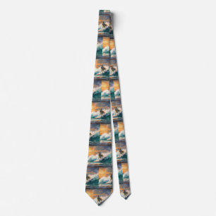 Akita Beach Surfing Painting Tie