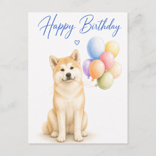 Akita Birthday Postcard