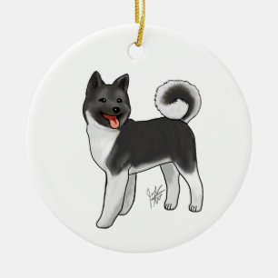 Akita - Black and white Ornament