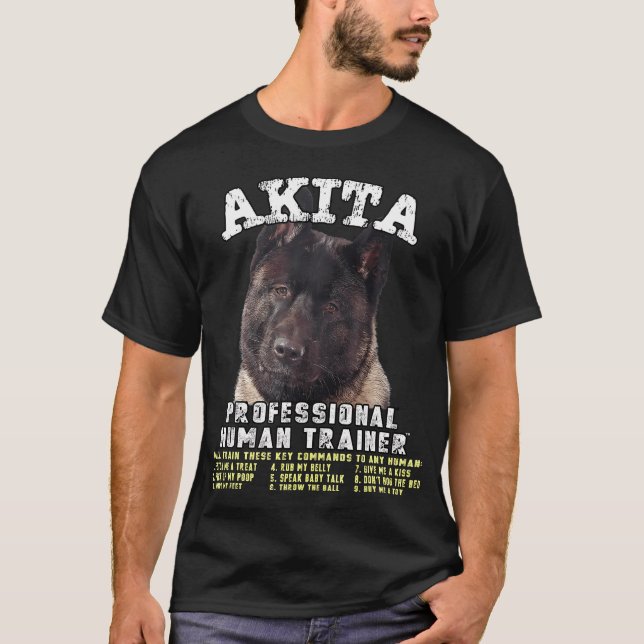 Akita Black Professional Human Trainer T-Shirt (Front)
