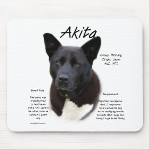 Akita (blk) History Design Mouse Pad