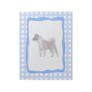 Akita Blue Gingham Notepad