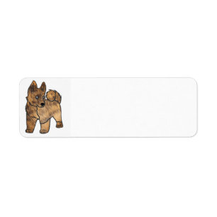 akita brown brindle fur cartoon return address label