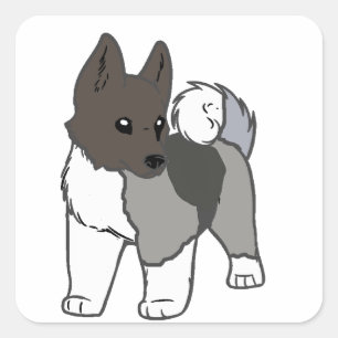 akita cartoon square sticker