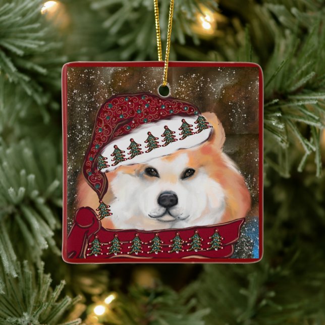 Akita Ceramic Ornament (Tree)
