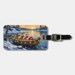 Akita Christmas Boat Holiday Luggage Tag