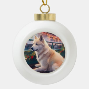 Akita Christmas Cruise: Pawsome Holiday Delight Ceramic Ball Christmas Ornament
