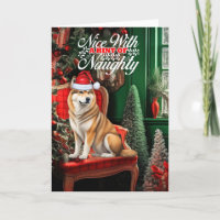 Akita Christmas Dog Naughty or Nice