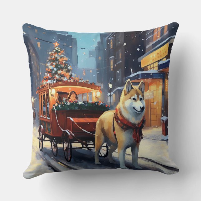 Akita Christmas Festive Season Cushion (Back)