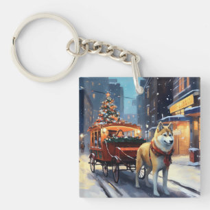 Akita Christmas Festive Season Key Ring