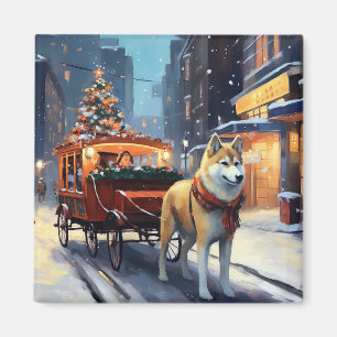 Akita Christmas Festive Season Magnet