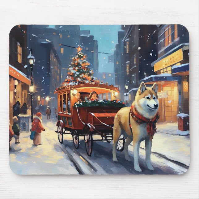 Akita Christmas Festive Season Mouse Pad (Front)