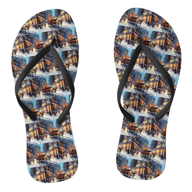 Akita Christmas Festive Season Thongs (Footbed)