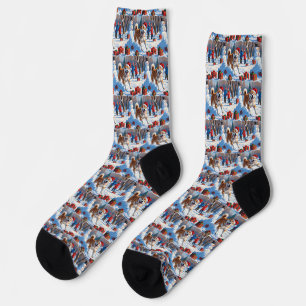 Akita Christmas Festive Snow Scene  Socks