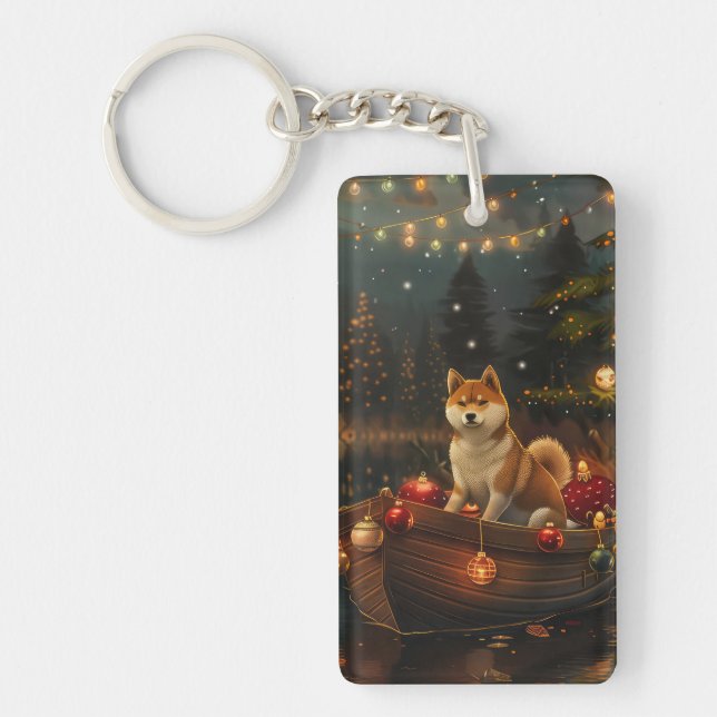 Akita Christmas Festive Voyage Key Ring (Front)