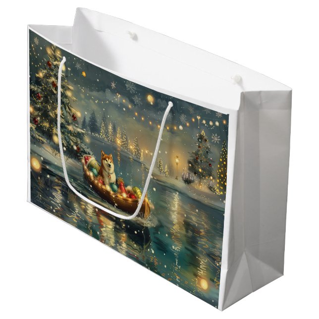 Akita Christmas Festive Voyage Large Gift Bag (Front Angled)