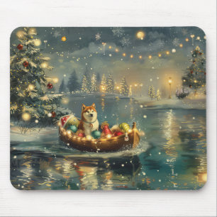 Akita Christmas Festive Voyage Mouse Pad