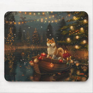 Akita Christmas Festive Voyage Mouse Pad