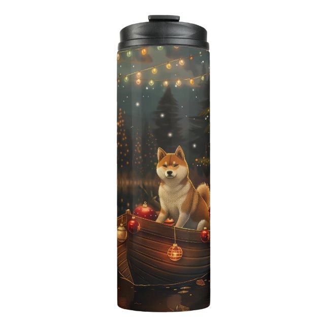 Akita Christmas Festive Voyage Thermal Tumbler (Front)