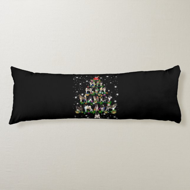 Akita Christmas Tree Covered By Flashli Body Cushion (Front)
