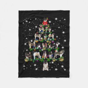 Akita Christmas Tree Covered By Flashli Fleece Blanket