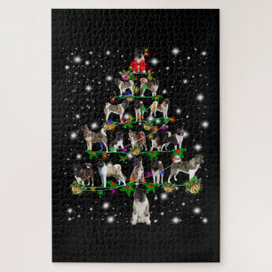 Akita Christmas Tree Covered By Flashli Jigsaw Puzzle
