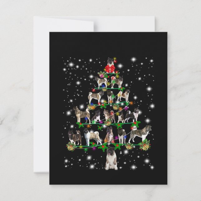 Akita Christmas Tree Covered By Flashli Thank You Card (Front)